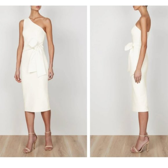 Shona Joy - Lucy One Shoulder Midi Dress Ivory Sizes AU8 to AU14 - Picture 4 of 5